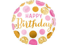 Foil Balloon - "HAPPY Birthday" - Pink and Gold - 45 cm